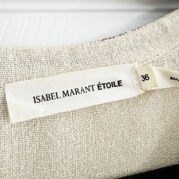 Isabel Marant Etoile "Dumas" Embroidered Raw Silk Top in Ivory, size 36 (size S) - Picture 4 of 7
